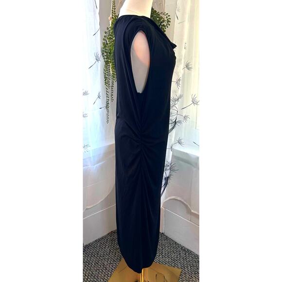 HALSTON NWT Black Cowl Neck Sleeveless Dress Sz LG Bodycon Wedding Formal HOCO - Picture 3 of 7